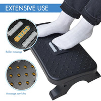 Repose-pieds de bureau - Réglable en hauteur avec rouleaux de massage