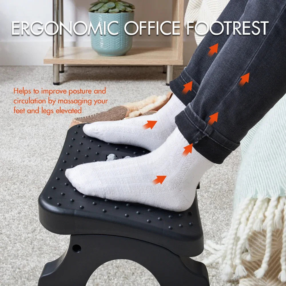 Repose-pieds de bureau - Réglable en hauteur avec rouleaux de massage
