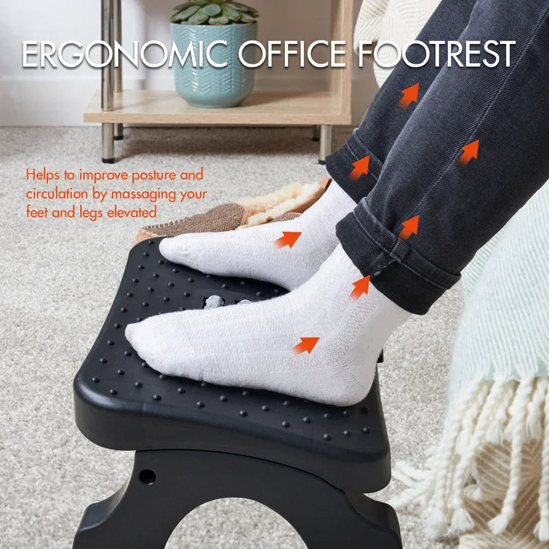 Repose-pieds de bureau - Réglable en hauteur avec rouleaux de massage