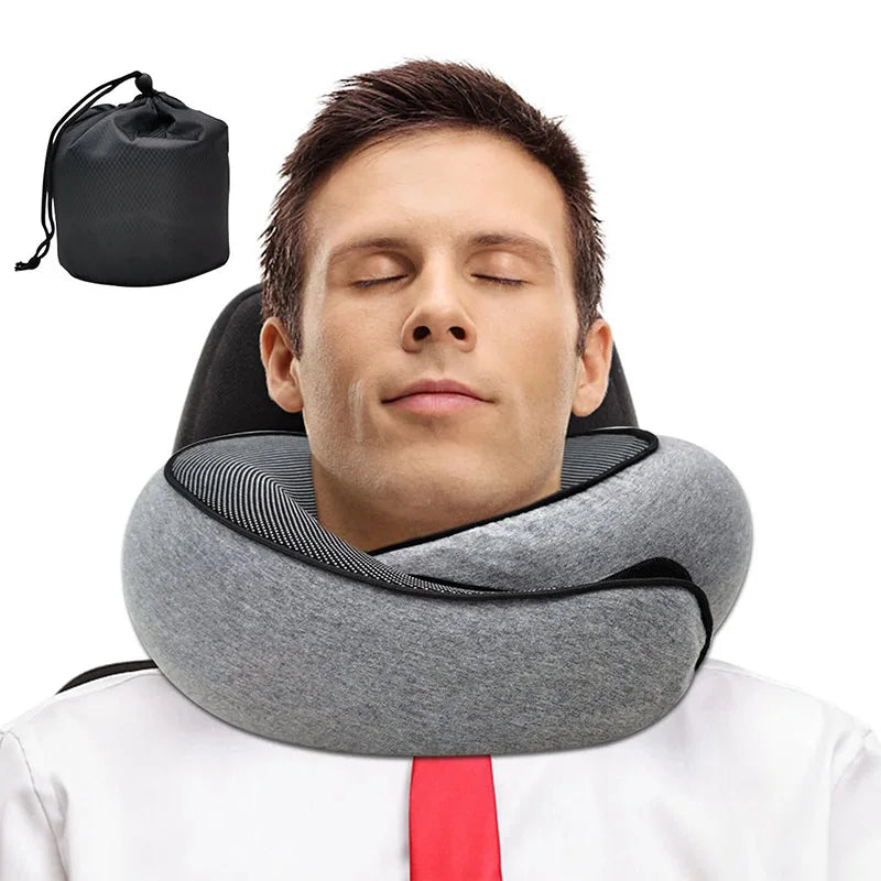 Coussin de voyage escargot - Mousse à mémoire de forme réglable