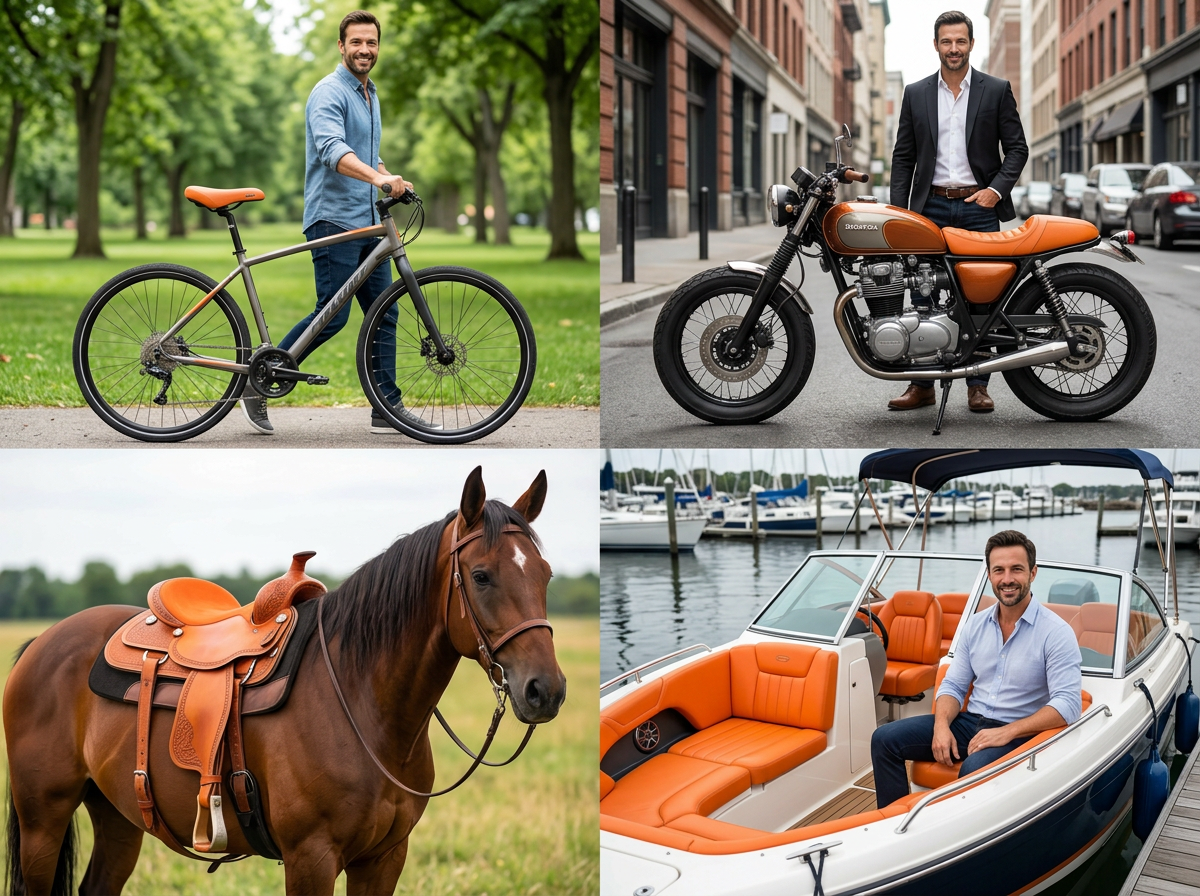 Seating for bikes, motorbikes, horses and boats